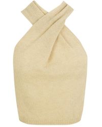 Cortana - Tops ,Kasjmier Lux, Top Halter De Punto Marfil - Lyst