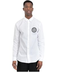 Versace - Camicia bianca slim fit con logo v-emblem - Lyst