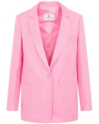 Etro - Blazer De Seda Y Lino - Lyst