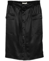 Saint Laurent - Rokken ,Zwart ,Leer Minirok Met Knopen En Riem - Lyst