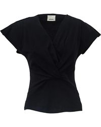 Isabel Marant - Top Met Korte Mouwen En V-Hals - Lyst