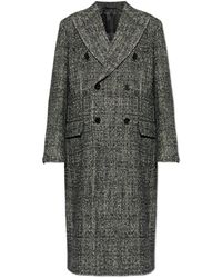 Dolce & Gabbana - Jassen ,Grijs ,Wol Dubbelbreasted Wollen Jas - Lyst