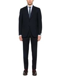 Caruso - Kostuums ,Blauw ,Leer Single-Breasted Pak - Lyst