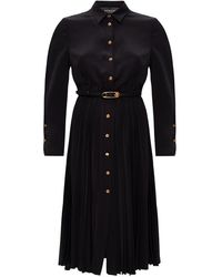 Versace Pleated Dress With Long Sleeves - Zwart