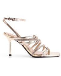 Pinko - Rhinestone strap lisa sandali in pelle - Lyst