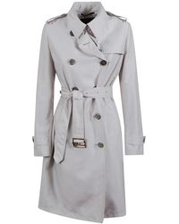 Moorer - Jassen ,Grijs ,Nylon Nylon Trenchcoat Met Double-Breasted Sluiting - Lyst