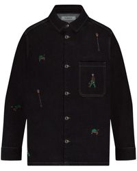 flâneur - Overhemden ,Blauw ,Denim Geborduurde Relikwieën Raw Denim Shirt - Lyst