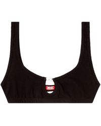 DIESEL - Tops ,Zwart ,Katoen Florence Ribbed Keyhole Bralette - Lyst