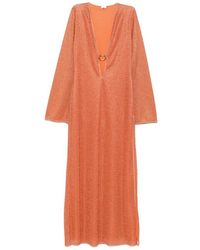 Oséree - Kleedjes ,Oranje ,Lurex Lange Jurk - Lyst