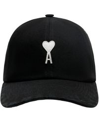 Ami Paris - Accessoires ,Zwart ,Katoen Ami De Coeur Felt Cap - Lyst