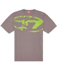 DIESEL - T-shirt mit beflocktem distressed-logo - Lyst