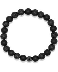 Nialaya - Herren Armband Mit Lavastein, Mattem Onyx Und Schwarzer Logo-Kugel - Lyst