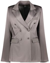 Lorena Antoniazzi - Jassen ,Grijs ,Double Breasted Blazer Met Reverskraag - Lyst