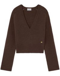 Ganni - V-Neck Knitwear - Lyst