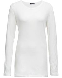 Ann Demeulemeester - Jerseys blancos de manga larga con cuello redondo - Lyst