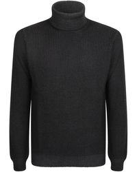 Dell'Oglio - Truien & Vesten ,Zwart ,Wol Zwart Gebreide Kleding Hoge Hals Pullover - Lyst