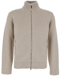 Kangra - Truien & Vesten ,Wol Witte Cardigan Met Hoge Kraag En Ritssluiting Van Merinowol Voor - Lyst
