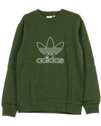 adidas - Hoodies & Sweatvesten ,Groen ,Katoen Outline Line Crewneck Sweatshirt - Lyst