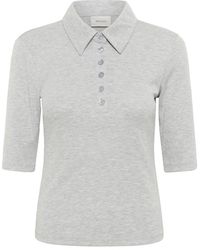 Gestuz - Tops ,Grijs ,Katoen Grijze Melange Polo Top - Lyst