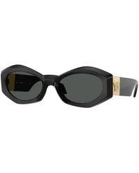 Versace - Stilvolle schwarze sonnenbrille mit dunkelgrauen gläsern - Lyst