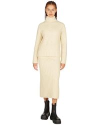 Jil Sander - Wool Rib Midi Rok - Lyst