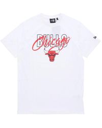 KTZ - Tops ,Wit ,Katoen Chicago Bulls Script Tee Wit/Rood - Lyst