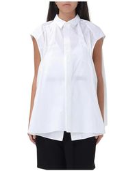 Sacai - Overhemden ,Wit ,Katoen Witte Ruimvallende Overhemdblouse - Lyst