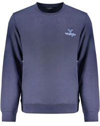 Wrangler - Hoodies & Sweatvesten ,Blauw ,Katoen Blauwe Katoenen Crewneck Sweatshirt - Lyst
