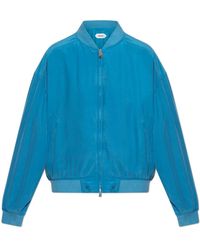 Versace - Jassen ,Blauw ,Polyester Silk Poplin Zip Blouson - Lyst
