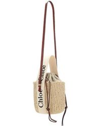 Chloé - Raffia Und Leder Korb Tasche - Lyst