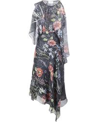 McQueen - Meadow Floral Print Asymmetrische Avondjurk - Lyst