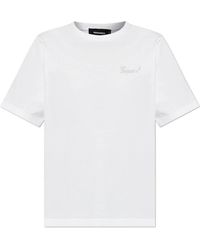 DSquared² - Tops ,Wit ,Katoen T-Shirt Met Logo Afgewerkt Met Glinsterende Applicaties - Lyst