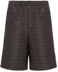 Valentino - Seiden monogramm shorts braun ss22 - Lyst
