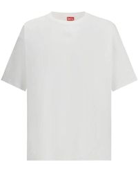 DIESEL - Tops ,Wit ,Katoen Klassiek T-Shirt Met Ronde Hals Van Katoen - Lyst