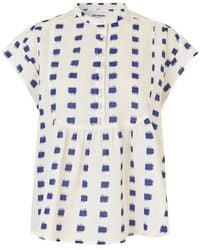 Lolly's Laundry - Handbemaltes blaues print-top creme - Lyst