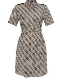 Burberry - Kleedjes ,Katoen Geruite Jurk - Lyst