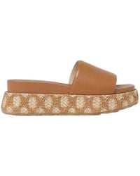 Liu Jo - Raffia Platform Slide Sandalen - Lyst