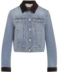 Marni - Jassen ,Blauw ,Katoen Blauwe Jas Voor Vrouwen Aw 25 - Lyst