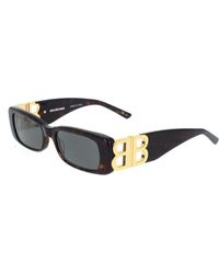 Balenciaga - Gafas de sol vintage rectangulares con logo dorado simétrico - Lyst