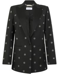 Philipp Plein - Jassen ,Zwart ,Wol Boyfriend's Fit Blazer Monogram Strass Monogram - Lyst