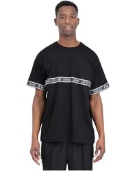 Versace - Schwarzes geripptes baumwoll-rundhals-t-shirt,schwarze t-shirts und polos - Lyst