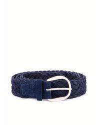 Orciani - Accessoires ,Blauw ,Leer Suede Plot Braided Belt 3.5 Cm - Lyst