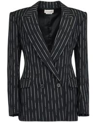 McQueen - Doppelreihiger wollmantel mit broken pinstripe - Lyst