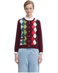 Ganni - Check Cardigan - Lyst