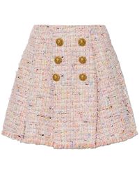 Balmain - Rokken ,Roze ,Tweed Flared Tweed Rok - Lyst