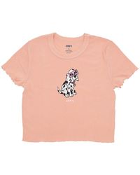 Obey - Tops ,Roze ,Katoen Dalmation Eyes Cropped Tee Peach Sand - Lyst