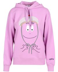 Damen Bekleidung Sport- Training Patou Baumwolle Hoodie mit blumiger Stickerei in Pink und Fitnesskleidung Hoodies 