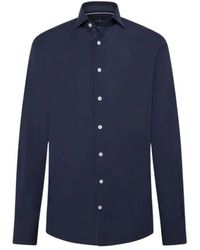 Hackett - Overhemden ,Blauw ,Poplin Eng Stripe Shirt - Lyst