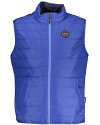 Napapijri - Jassen ,Blauw ,Polyester Stijlvolle Mouwloze Jas Met Contrastdetails - Lyst