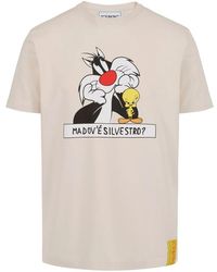 Iceberg - Tops ,Katoen Stoffige Witte Katoenen T-Shirt Met Looney Tunes Print - Lyst